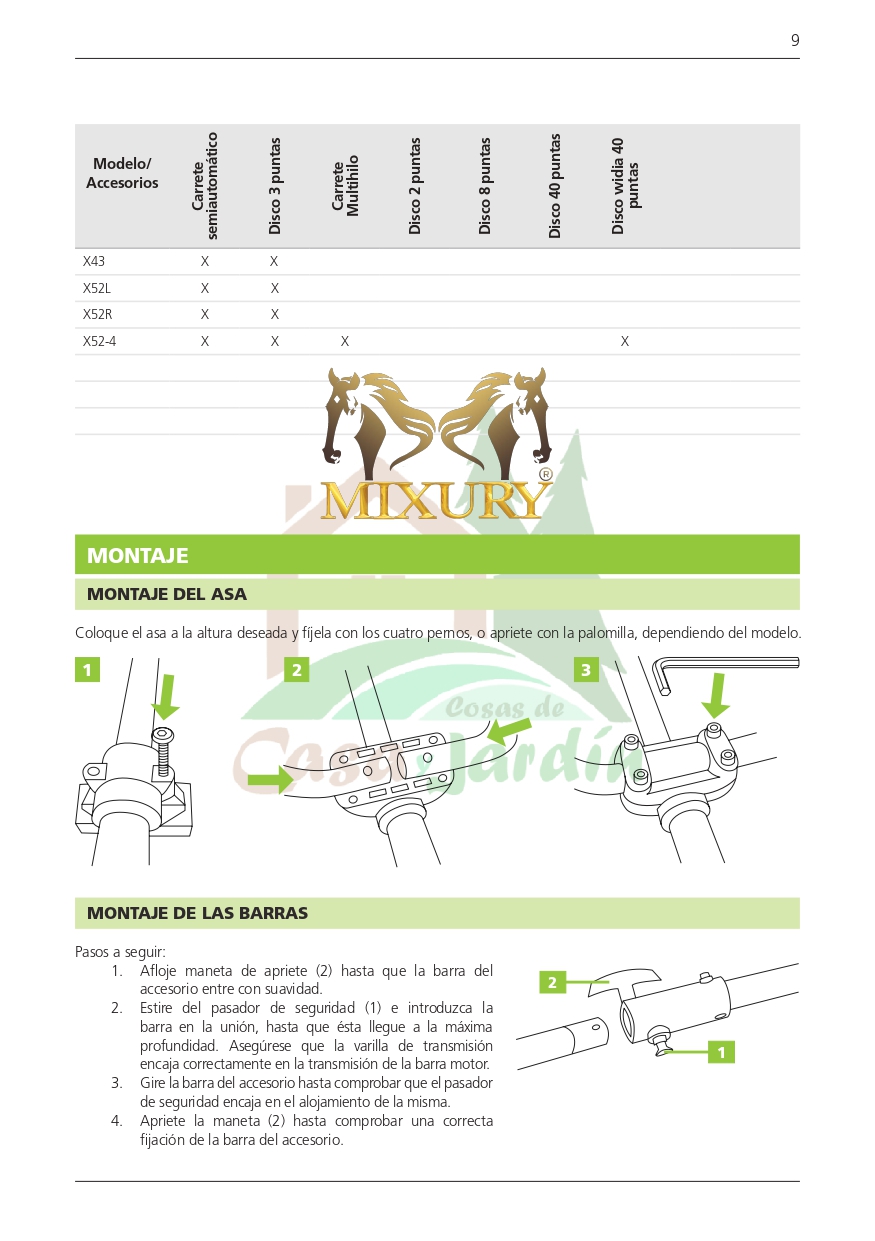 Manual de instrucciones Desbrozadora Mixury x-52